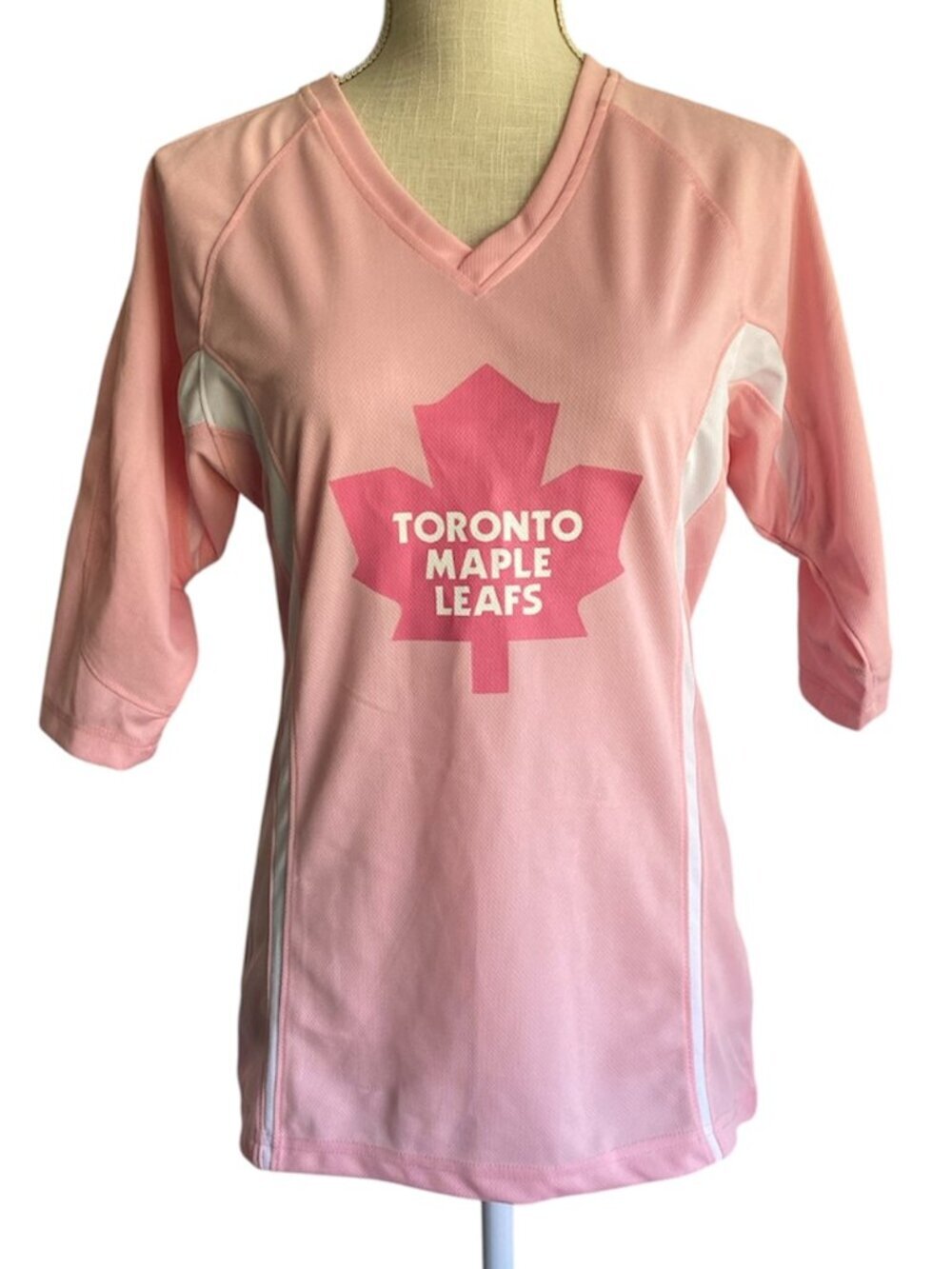 NHL Toronto Maple Leafs x TML Pink V-neck 1/2 Sleeve Team Jersey Y2K Style M​